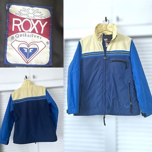 Y2K Roxy x Quicksilver Color Block Winter Snow Snowboarding Ski Jacket- Size L - Picture 1 of 15